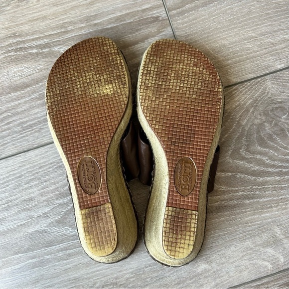 Born Brown Leather Espadrille Wedge Flip Flop Sandal - Picture 10 of 16